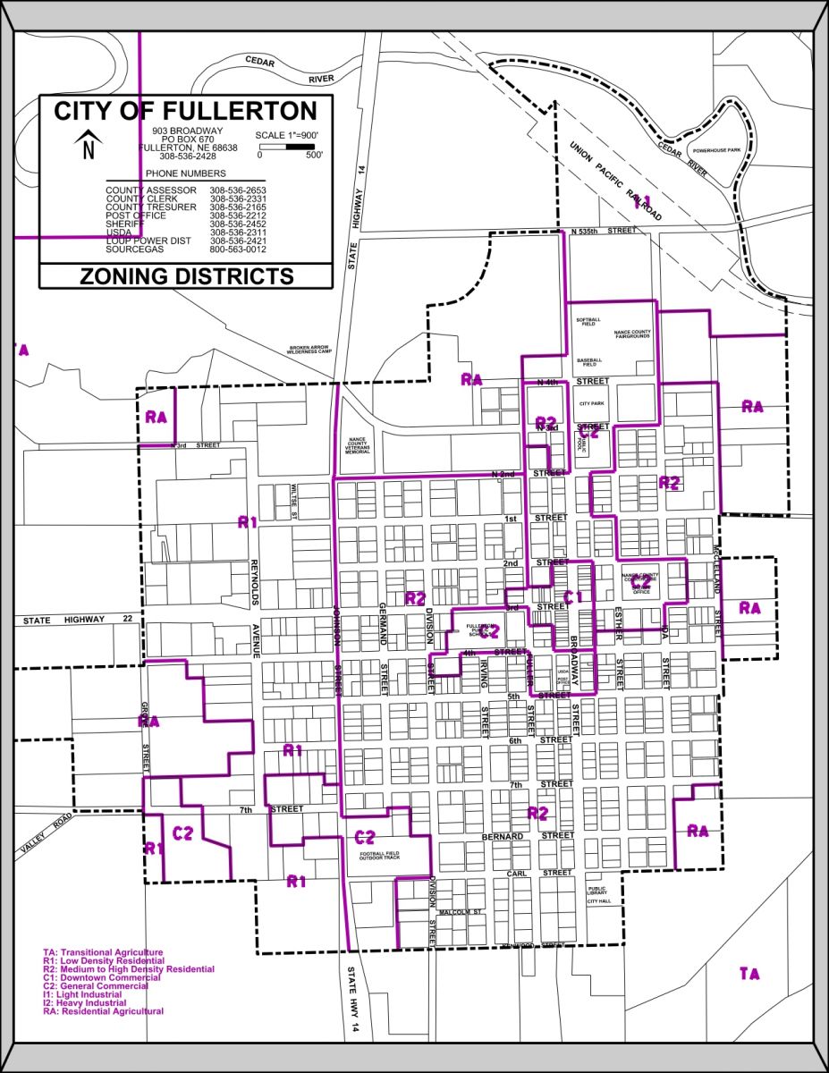 Fullerton Zoning Map